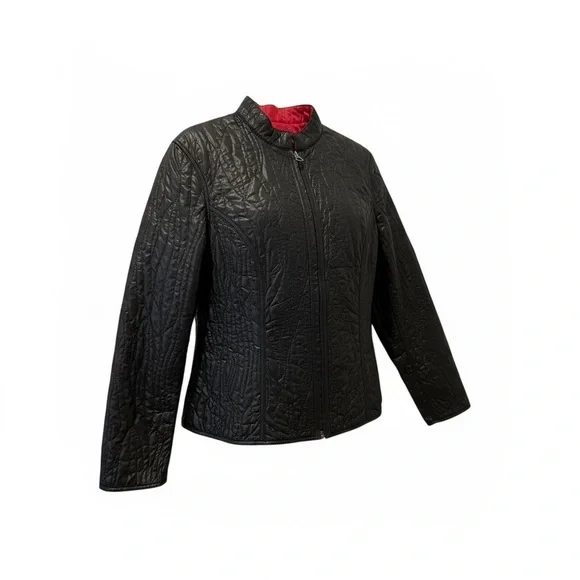 💖 Chico’s Reversible Quilted Jacket – Fuchsia & Black – Size 1 (M 8–10) - Picture 6 of 15